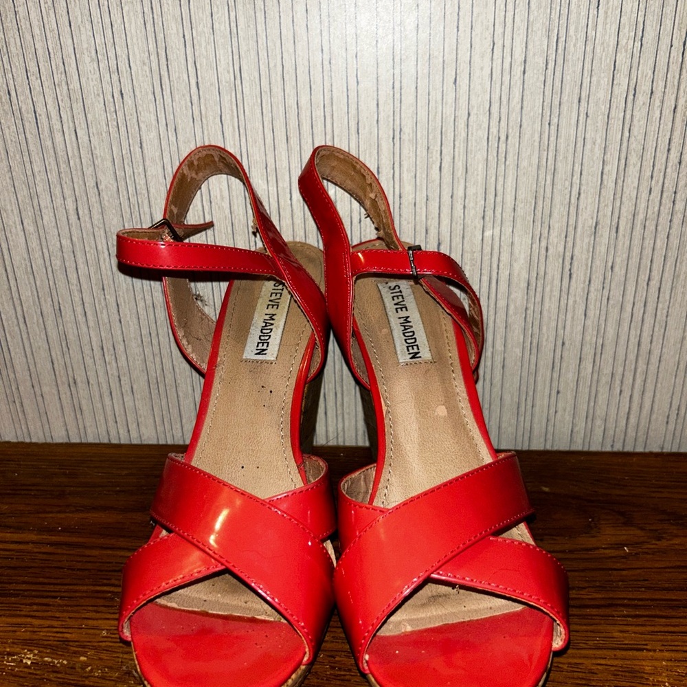 Steve Madden Bright Red Cross-Strap Heels